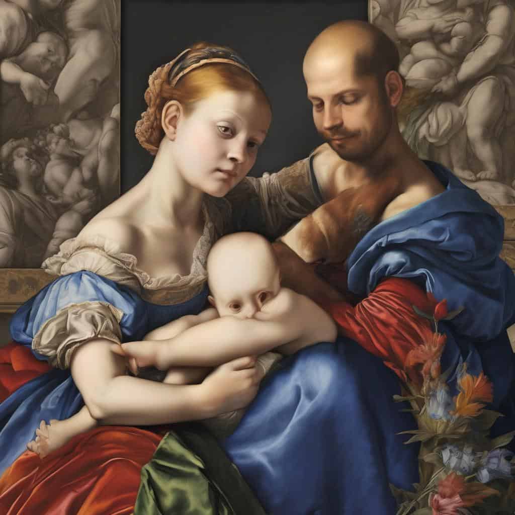 Αγία Οικογένεια καμβάς, κλασική τέχνη, ζωγραφική, Ιταλική Αναγέννηση.